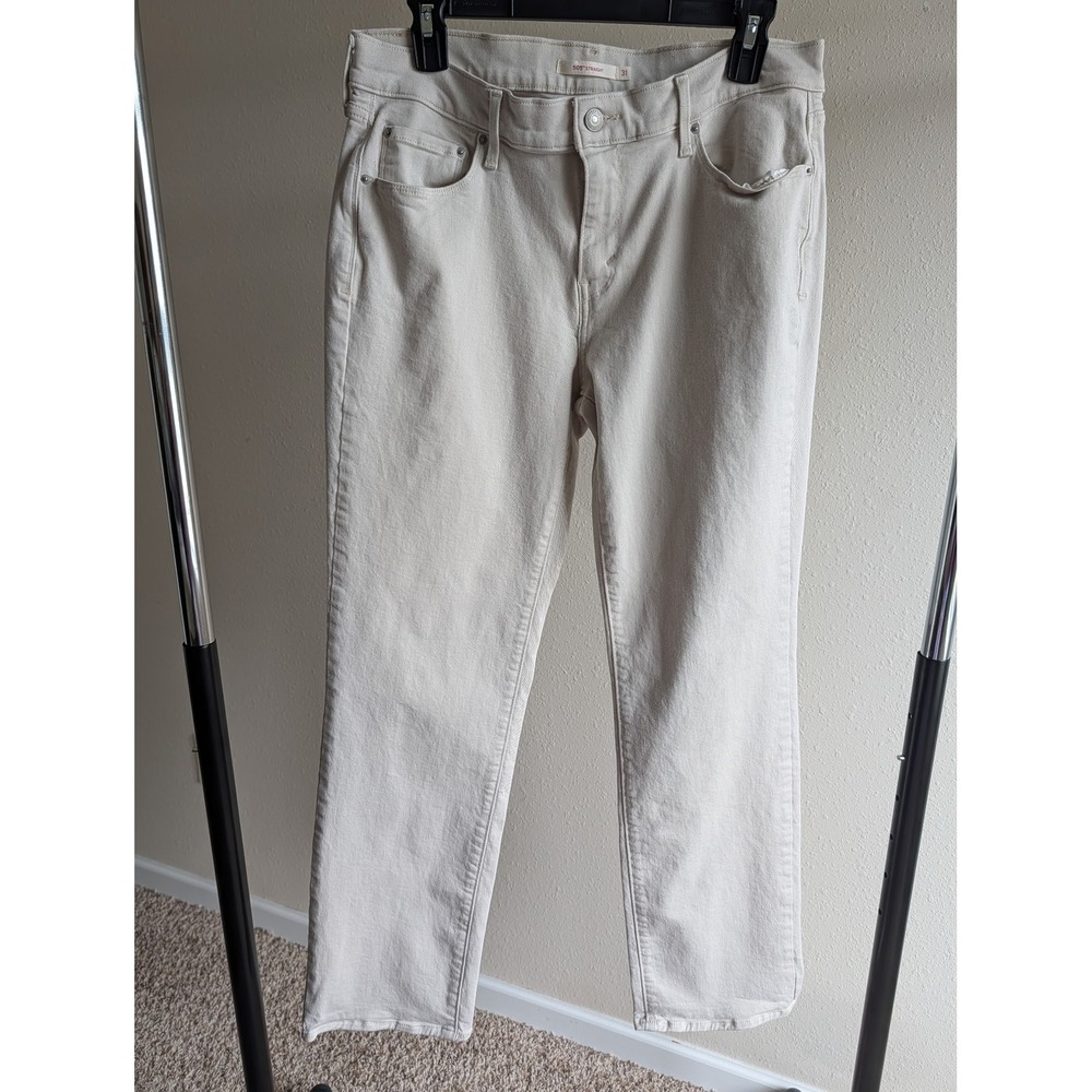 Levis 505 Straight Leg Jeans Beige Khaki Stretch Denim W31 L32 15505-0168